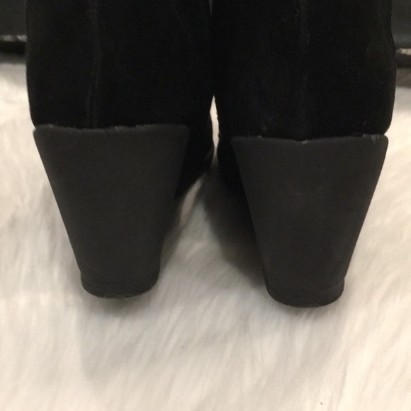 KOHMBU | Greenwich Style Black Leather Suede Tall Wedge Boots - Picture 9 of 14